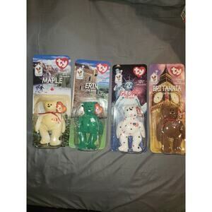 TY Beanie Babies Mcdonalds International Bears Set Of (4) With Errors RARE NIB